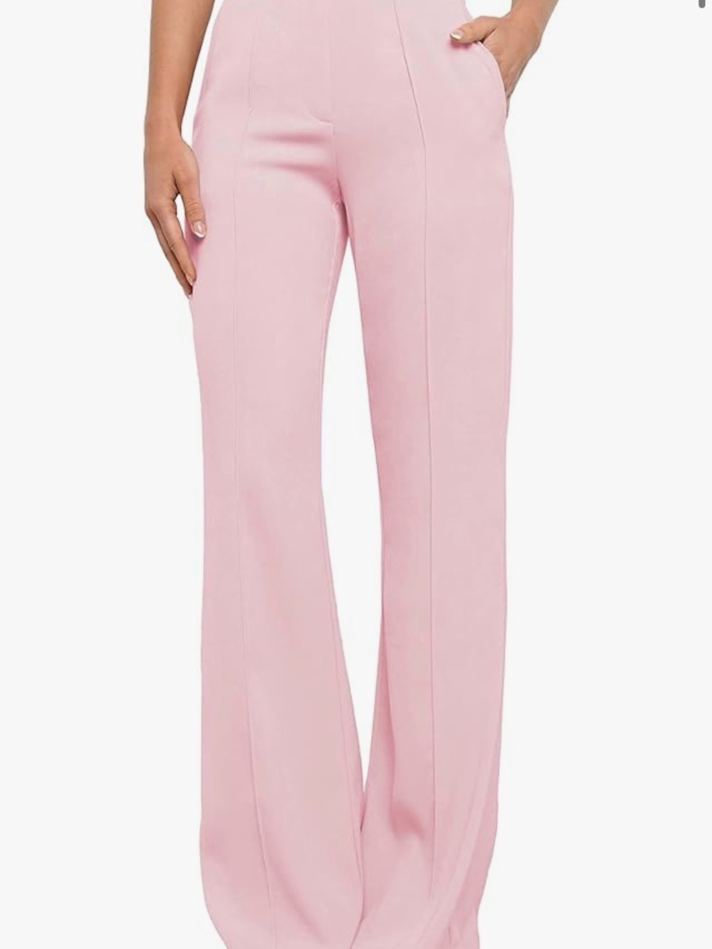 High-Waist Wide-Leg Pink Dress Pants